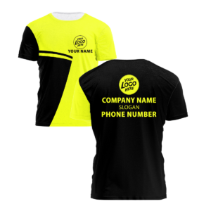 Hi Vis Shirt Yellow And Black Uniform Company Custom Name Logo Company Safety Workwear Reflective Short Sleeve Tshirt For Construction Worker