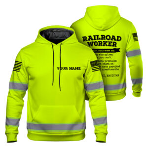 Hi Vis Hoodie Railroad Worker Definition Yellow Custom Name Safety Workwear Reflective