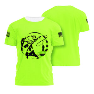 Hi Vis Shirt Walleye Fishing American Flag Safety Workwear Reflective Short Sleeve Shirt For Fishing Lover