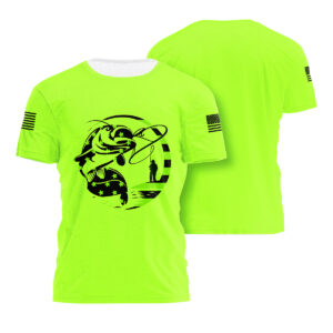 Hi Vis Shirt Catfish Fishing American Flag Safety Workwear Reflective Short Sleeve Shirt For Fishing Lover