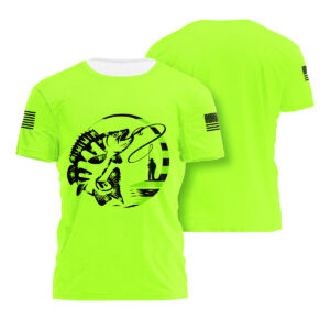 Hi Vis Shirt Perch Fishing American Flag Safety Workwear Reflective Short Sleeve For Fishing Lover