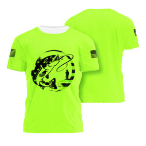 Hi Vis Shirt Zander Fishing American Flag Safety Workwear Reflective Short Sleeve Shirt For Fishing Lover