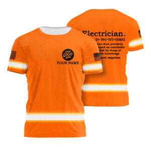 Orange Reflective Shirt Electrician Definition Custom Name Safety Workwear For Lineman