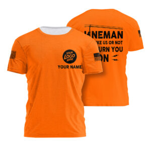 Orange Reflective Shirt Lineman Likes On Note Hi Vis Custom Name Safety Workwear