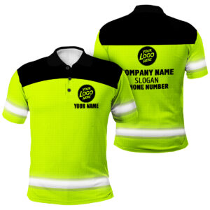 Custom Name And Logo Hi Vis Polo - Safety Work Shirt For Company Teams