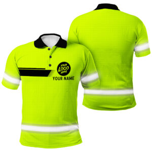 Hi Vis Polo Shirt - Custom Name And Logo Safety Work Shirt For Professionals