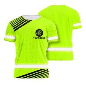 Hi Vis Work Shirt Green Uniform Custom Name And Logo for Jobsite Safety Apparel