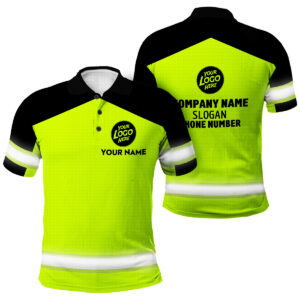 Hi Vis Polo Work Shirt - Custom Name And Logo Safety Uniforms For Teams