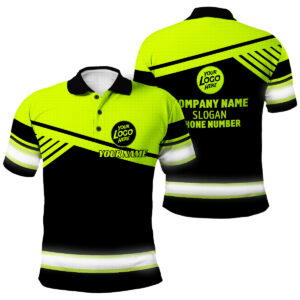 High Visibility Polo Shirt Black And Green Custom Name Site Safe Apparel