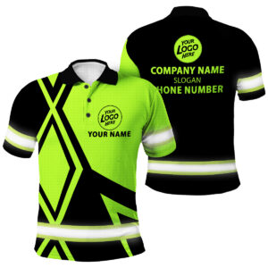 Hi Vis Polo Shirt Reflective High Visibility Custom Name Stars and Stripes Workwear