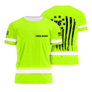 Hi Vis Safety Shirt American Flag Custom Crew Visibility Work Wear