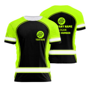 Hi Vis Work Shirt Black And Green Uniform Reflective Custom Company
