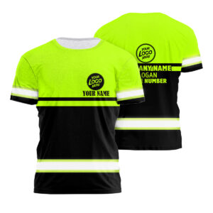 Hi Vis Work Shirt Green And Black Uniform Custom Company Safety Workwear