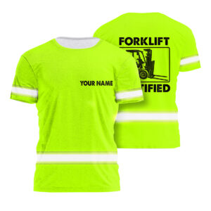 Hi Vis T Shirt Funny Quote Green Reflective Custom Name Jovial Jobsite Attire, Hi Vis Shirts Funny