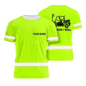 Hi Vis T Shirt Funny Quote Green Reflective Custom Name Merry Maintenance Outfit, Hi Vis Shirts Funny