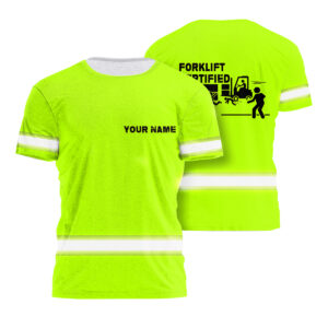 Hi Vis T Shirt Funny Quote Green Reflective Custom Name Whimsical Work Tee, Hi Vis Shirts Funny