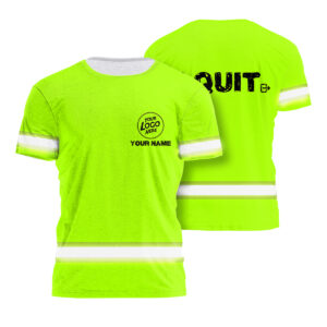 Hi Vis Safety Shirt Funny Quote Green Reflective Custom Name Chuckle-Inducing Work Uniform, Hi Vis Shirts Funny