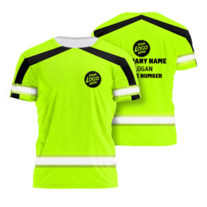 Hi Vis Work Shirt Green Neon Uniform Custom Name And Logo Personalized Contractor Gear
