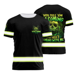 Hi Vis Safety Shirt Skull Quote Reflective Custom Name Doom Glow Workwear