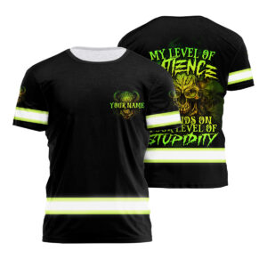 Hi Vis Shirt For Men Skull Quote Reflective Custom Name Skeletal Safety Workwear
