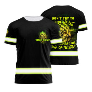 Hi Vis Shirt For Men Skull Quote Reflective Custom Name Safety Workwear For Runners, Truckers, Patriotic, Skull Lovers