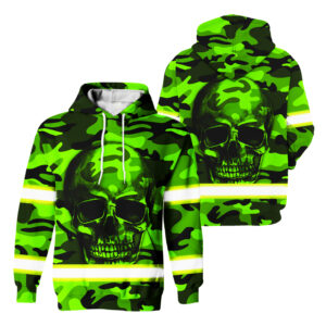 Hi Vis Hoodie Reflective Pattern Camo And Skull Safety Workwear