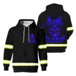 1 Hi Vis Hoodie Reflective Skull I'm Never Alone Blue Neon Custom Name