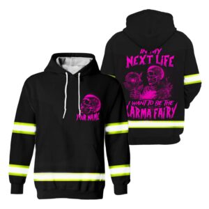 High Visibility Hoodie Reflective Pink Neon Skull In My Next Life I Want To Be The KarmaFairy