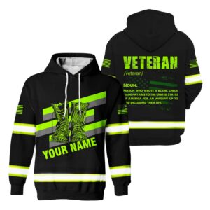Hi Vis Hoodie Reflective Veteran Definition US Flag Custom Name Safety