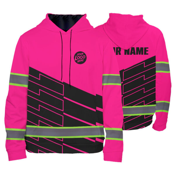 1 High Visibility Hoodie Custom Company Name, Logo, Hi Vis Reflective Safety 07