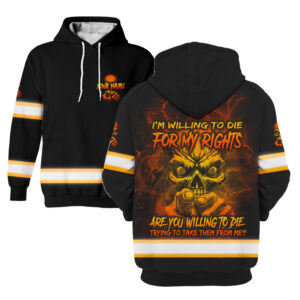 Hoodie Hi Vis Black Skull Custom Name Reflective Safety Workwear For Workers, Runners, Truckers, Skull Lovers