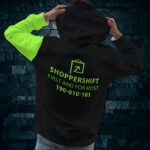 2 Hi Vis Hoodie Balck And Green Custom Name And Logo Reflective Safety Workwear
