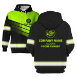 2 Hi Vis Hoodie Black Custom Name, Company &amp; Logo Reflective Safety Workwear