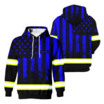 2 Hi Vis Hoodie Black Flag USA Violet Custom Name Reflective Safety Workwear