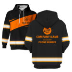 2 Hi Vis Hoodie Black &amp; Orange Custom Name, Company And Logo Reflective Safety Workwear