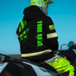 2 Hi Vis Hoodie Black Skull And Flag Custom Name Reflective Safety Workwear
