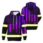 2 Hi Vis Hoodie Custom Name Pattern Flag USA Reflective Safety Workwear