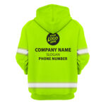 2 Hi Vis Hoodie Green Custom Name, Logo And Company Reflective Safety Workwear
