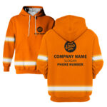 2 Hi Vis Hoodie Orange Custom Name, Company &amp; Logo Reflective Safety Workwear