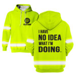 2 Hi Vis Hoodie Quote Green Custom Name And Logo Reflective Safety Workwear