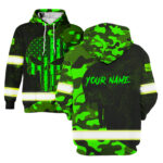 2 Hi Vis Hoodie Reflective Black And Camo Pattern Skull Custom Name Safety Workwear