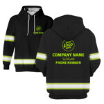 2 Hi Vis Hoodie Reflective Black Custom Name, Logo And Company Safety Workwear