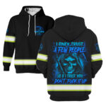 2 Hi Vis Hoodie Reflective Black Pattern Skull I Only Trust A Few People Safety Workwear