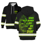 2 Hi Vis Hoodie Reflective Black Pattern Skull Stuck Between Safety Workwear 001