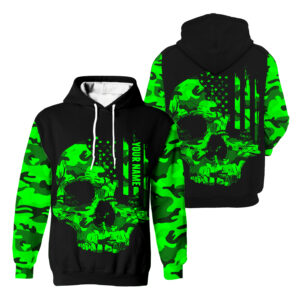 Hi Vis Hoodie Reflective Black Green Neon Camo Skull Pattern Flag USA Custom Name Safety Workwear