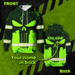 2 Hi Vis Hoodie Reflective Blue Neon Skull USA Flag Custom Name