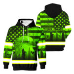 2 Hi Vis Hoodie Reflective Custom Name Eagle US Flag America City Patriotic