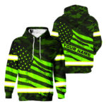 2 Hi Vis Hoodie Reflective Custom Name US Flag Wave Safety Workwear