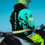 2 Hi Vis Hoodie Reflective Mint Neon Skull US Flag Custom Name