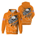 2 Hi Vis Hoodie Reflective Orange Pattern Skull Safety Workwear 101